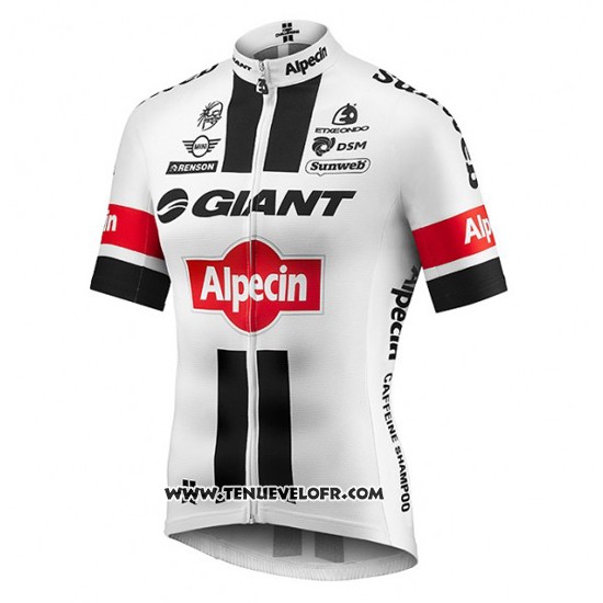 2016 Maillot Ciclismo Giant Alpecin Blanc et Rouge Manches Courtes et Cuissard